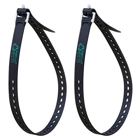 two fixplus eco straps pictures in a loop and fastened against a white background